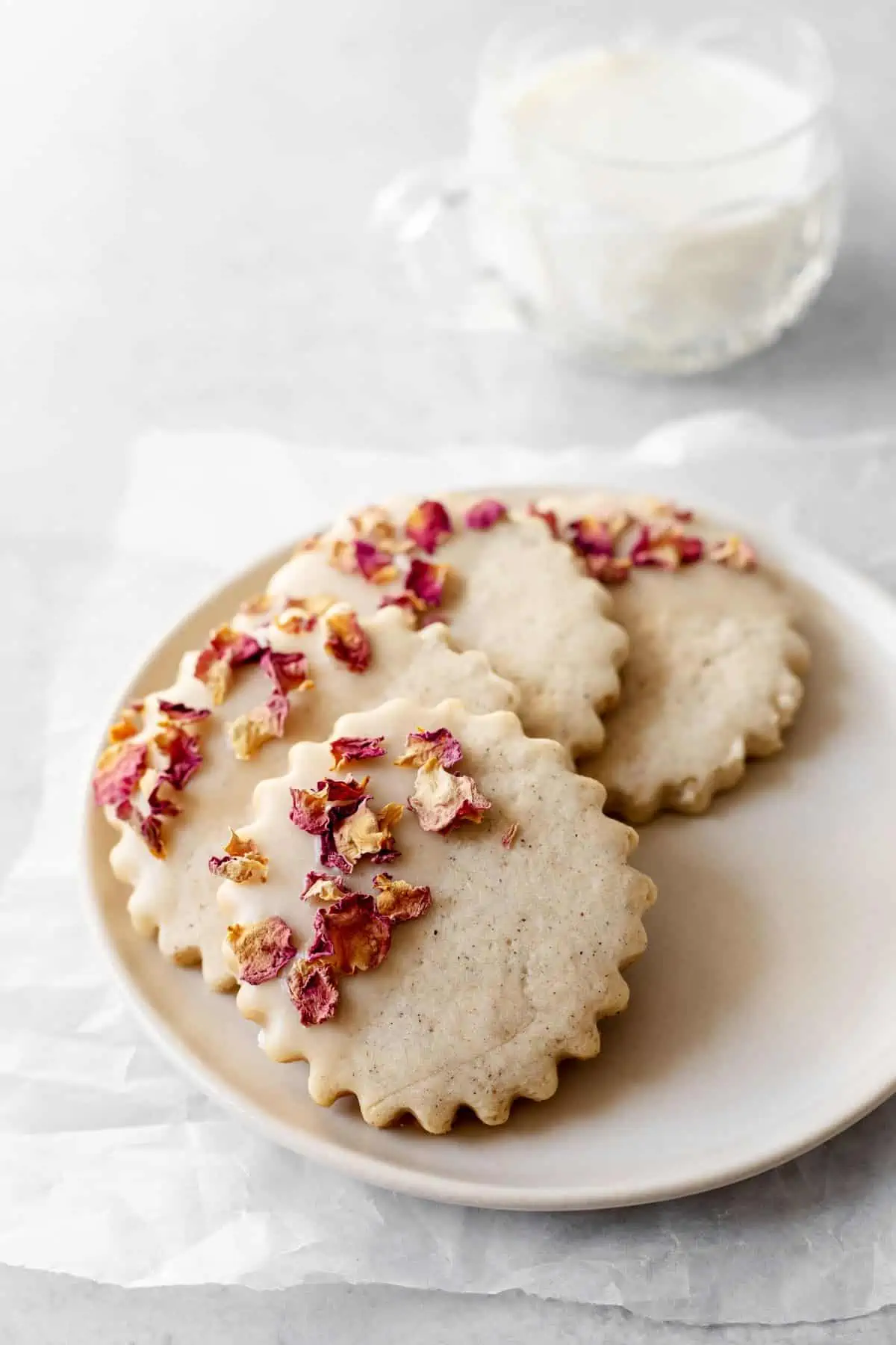 Rose Cardamom Shortbread Cookies
