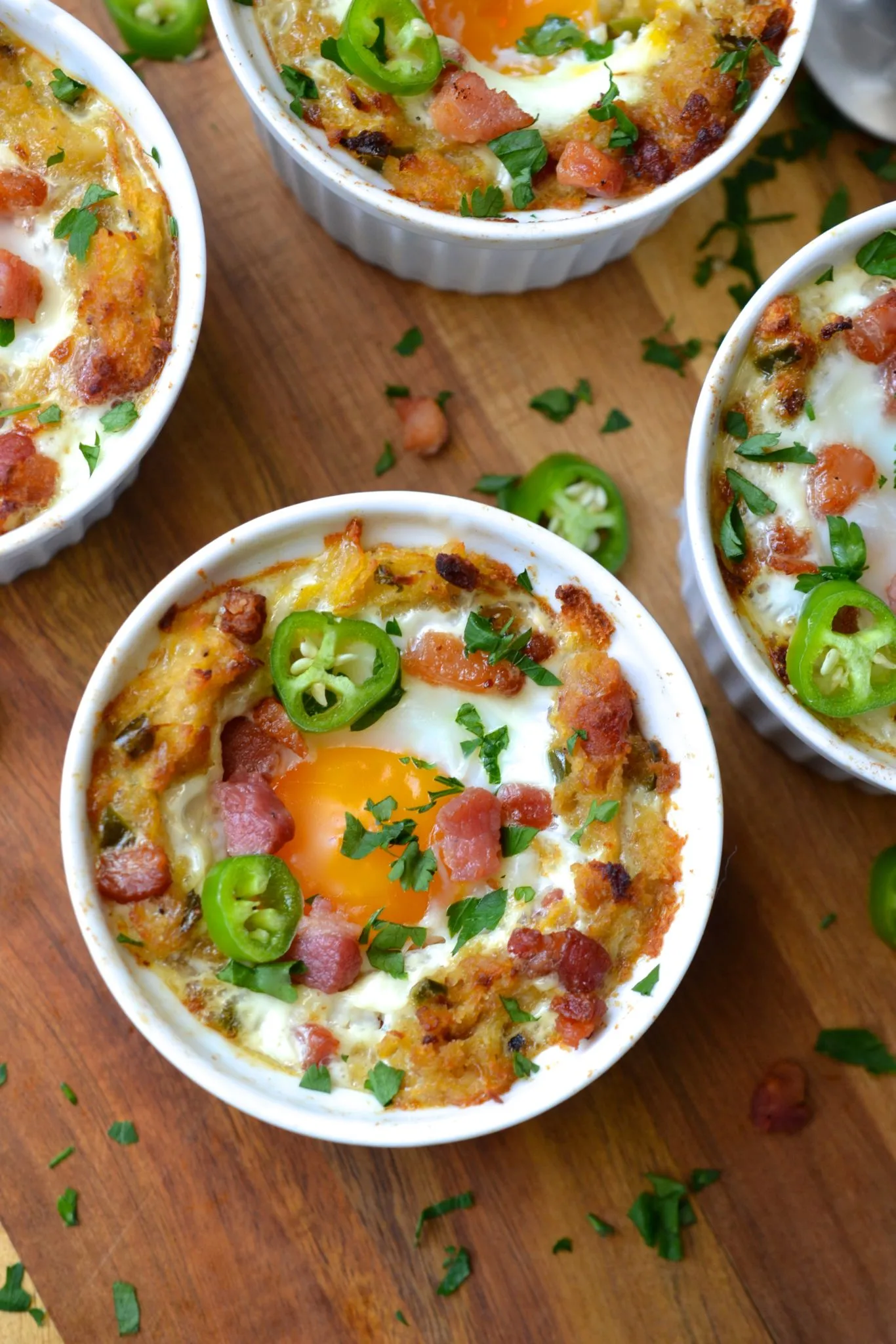 Spaghetti Squash Baked Eggs with Bacon and Jalapeños