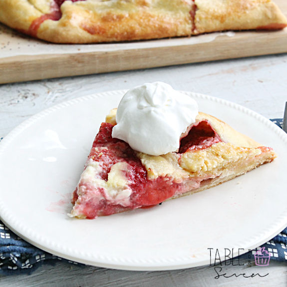 Strawberry Cream Cheese Galette piece on a plate