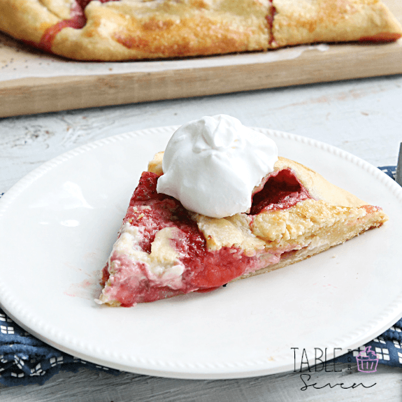 Strawberry Cream Cheese Galette piece on a plate