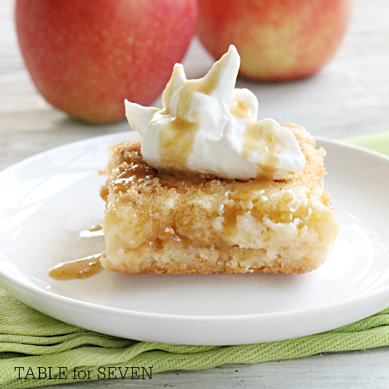 Apple Pie Sugar Cookie Bar with whipped cream