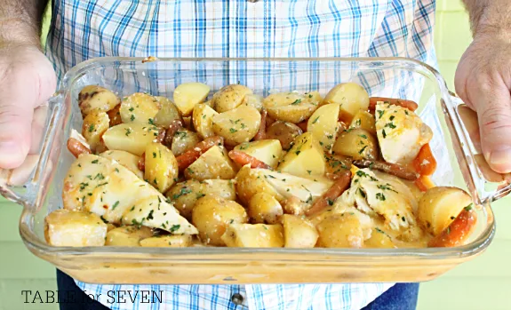 Serving Crock Pot Cheesy Chicken and Potatoes 