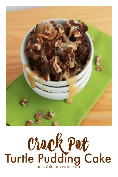 Crock Pot Turtle Pudding Cake pin image