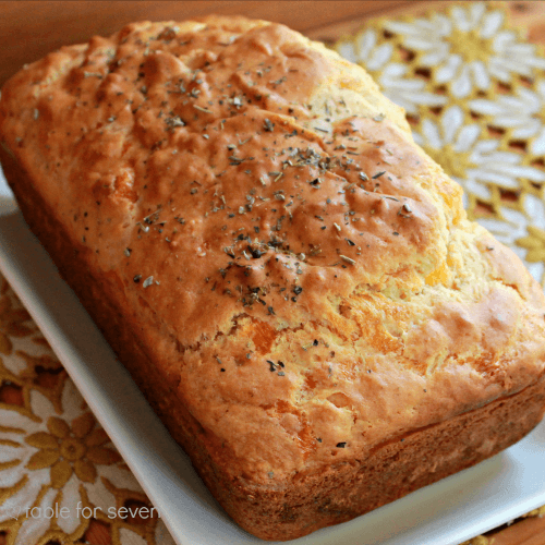 Garlic Cheddar Quick Bread  served