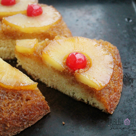 Iron Skillet Pineapple Upside Down Cake close-up