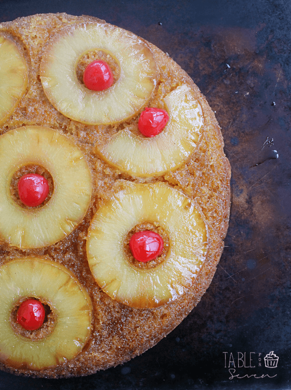 Iron Skillet Pineapple Upside Down Cake from Table for Seven