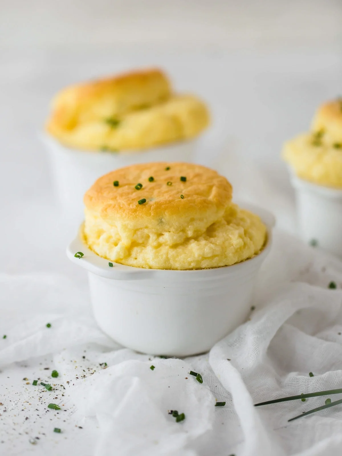 Cheese and Chive Keto Souffles