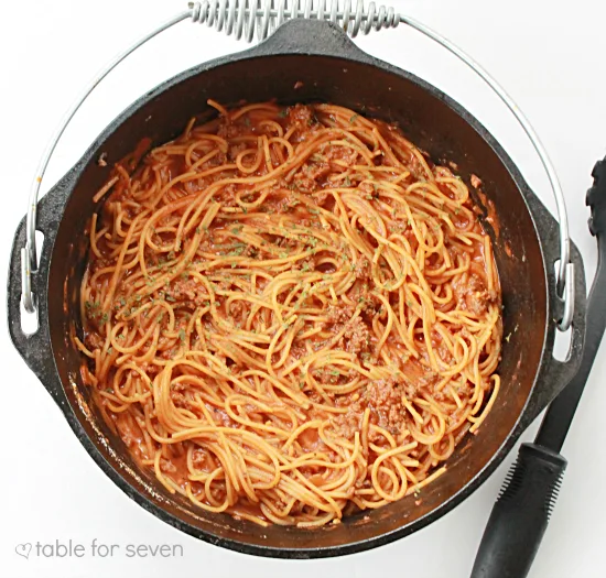One Pot Spaghetti top view