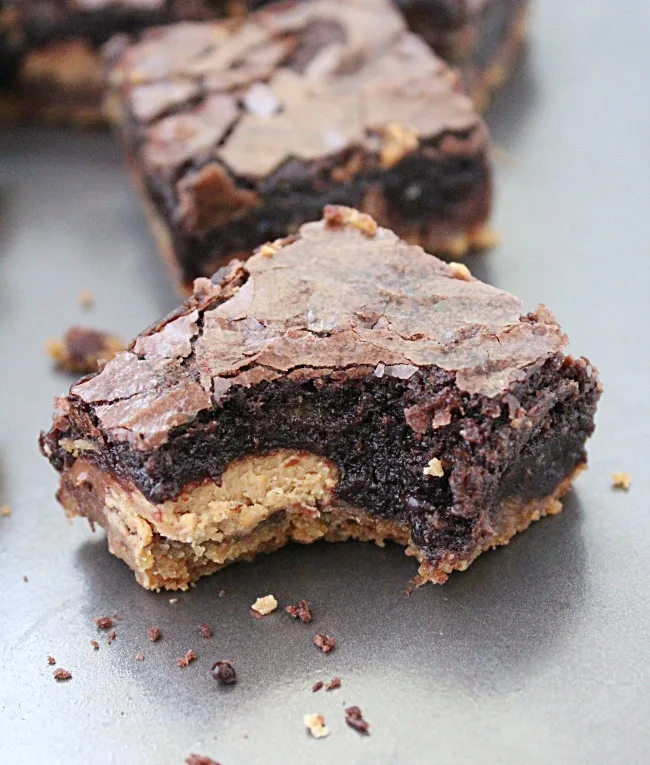 Taking a bite from Peanut Butter Cup Cookie Dough Brownies