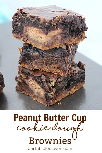 Peanut Butter Cup Cookie Dough Brownies pin image
