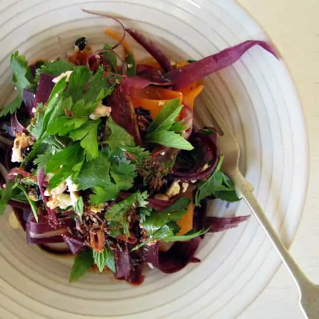 Purple Carrot Salad with Feta and Herbs