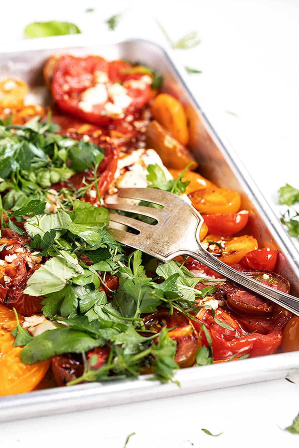 Roasted Heirloom Tomatoes with Feta and Herbs