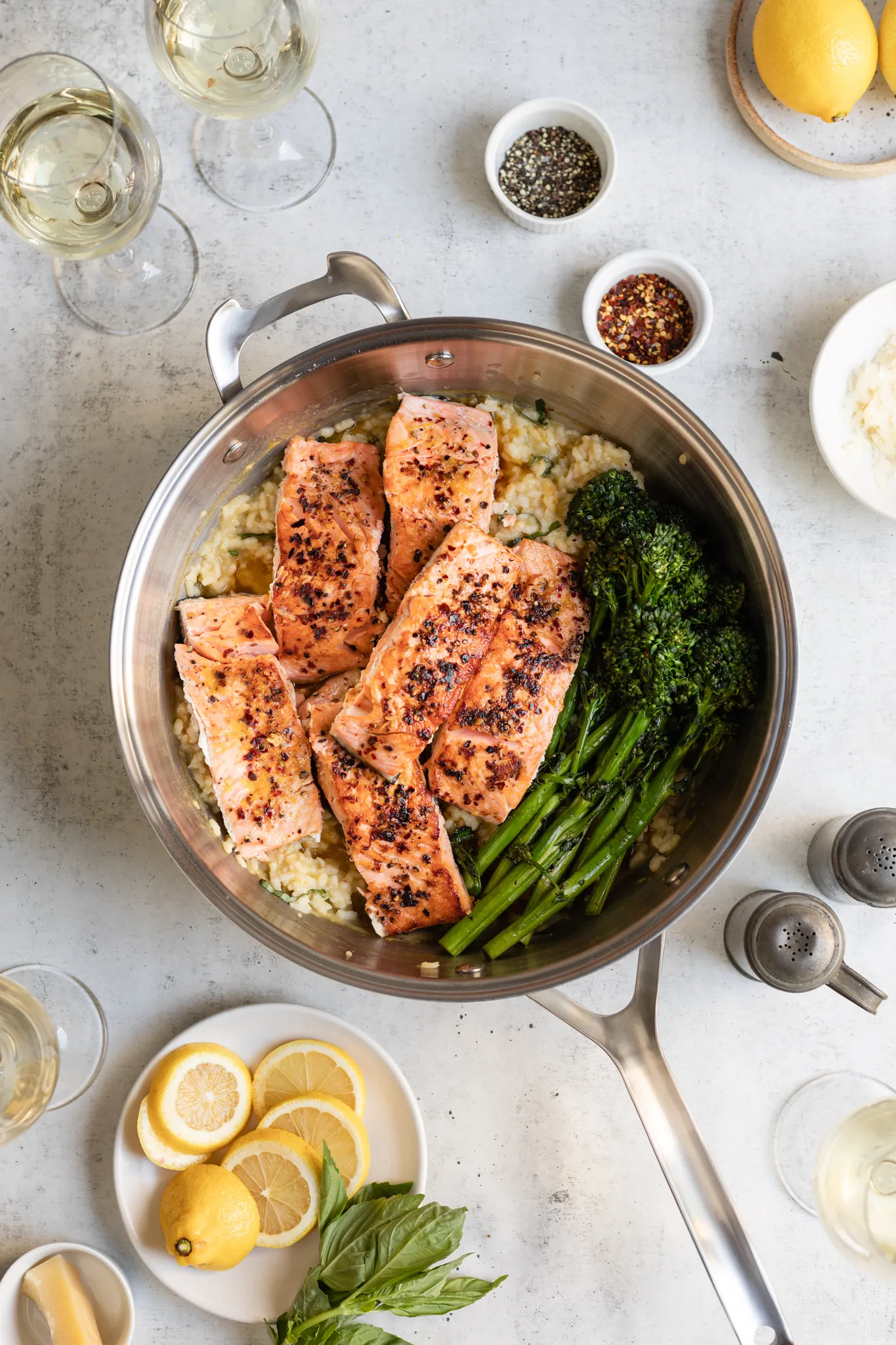 Seared Salmon with Shallot and Gruyere Risotto