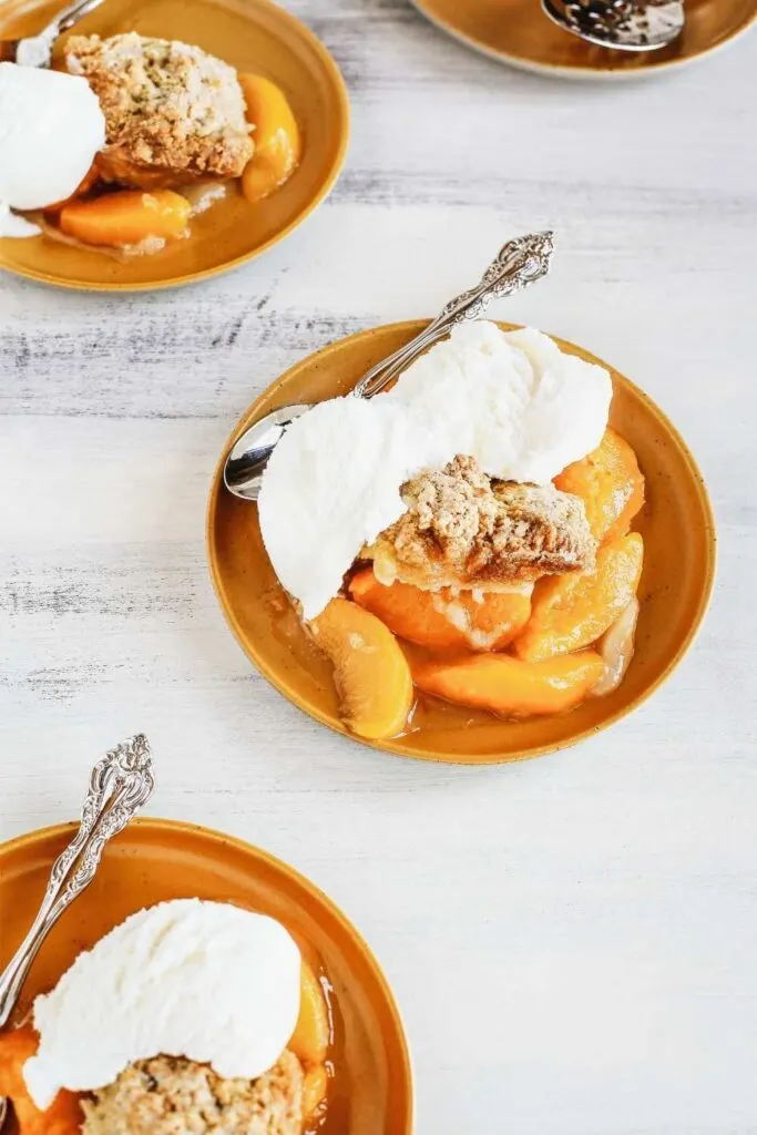 Peach Cobbler With Cake Mix with whipped cream