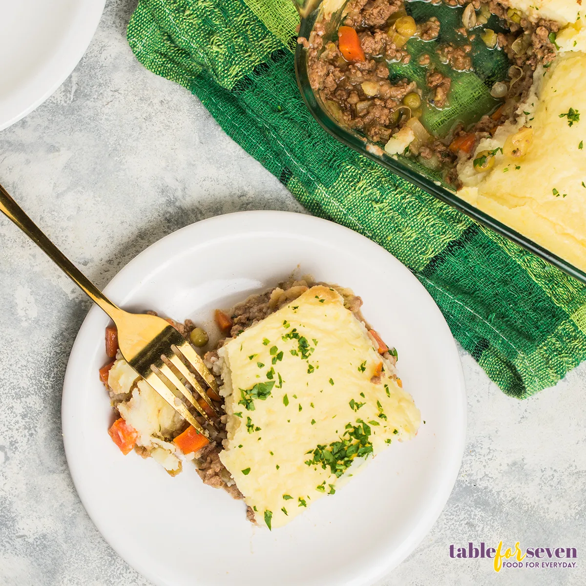 Top view of Cottage Pie served
