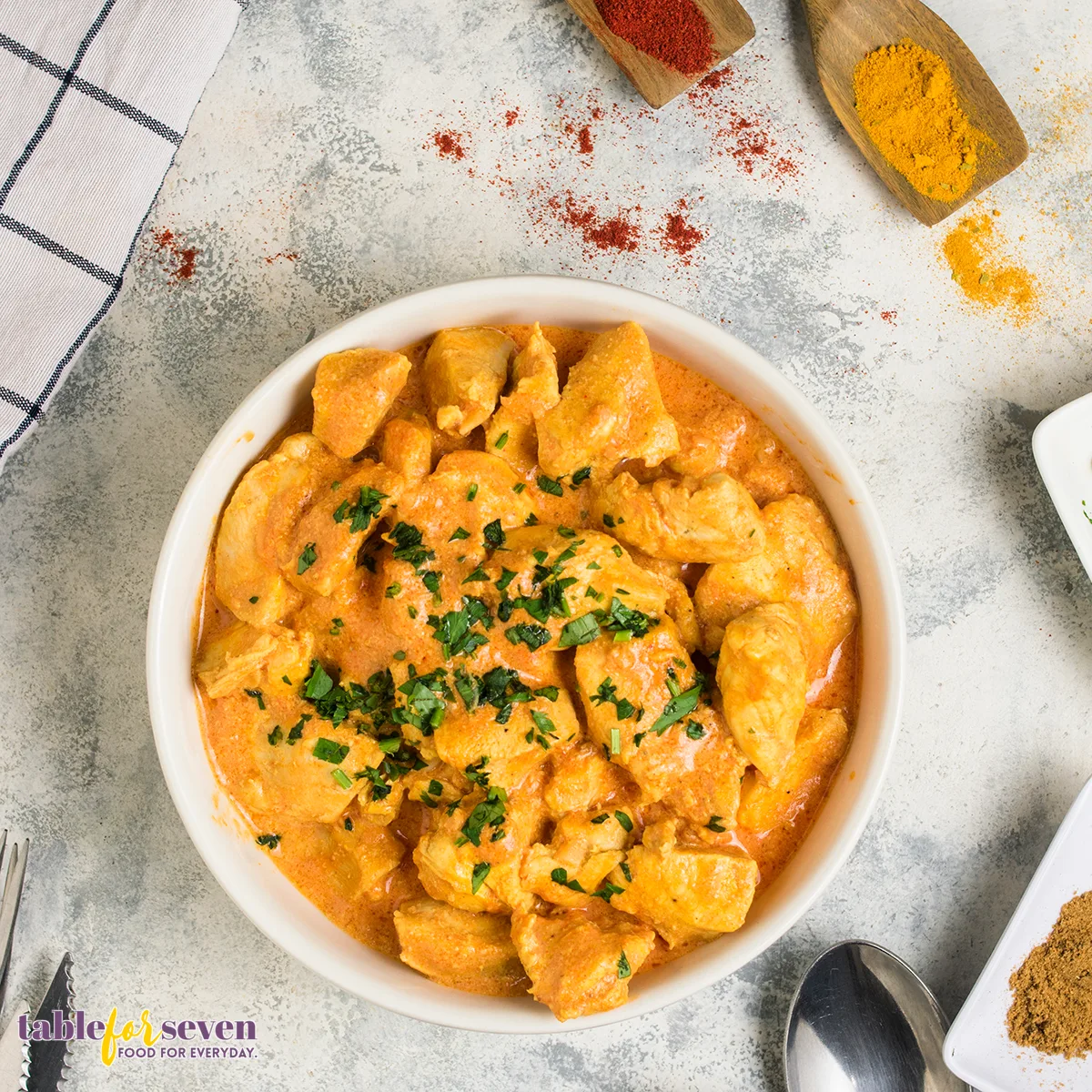 A top view bowl with Butter Chicken