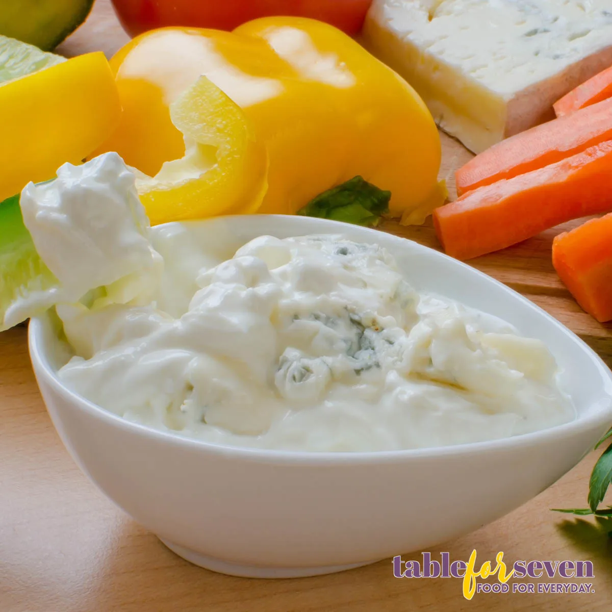 Blue cheese dressing with vegetables