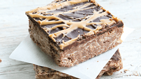 No Bake Chocolate and Peanut Butter Oatmeal Bars #nobake #peanutbutter #oatmeal #nobakebars #chocolate #tableforsevenblog