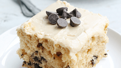 Peanut Butter Chocolate Chip Buttermilk Cake #buttermilk #peanutbutter #chocolatechip #cake #dessert #tableforsevenblog