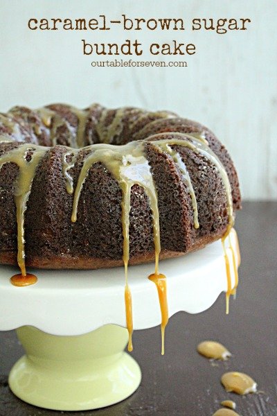Caramel Brown Sugar Bundt Cake #tableforsevenblog #cake #brownsugar #caramel #dessert #bundtcake 