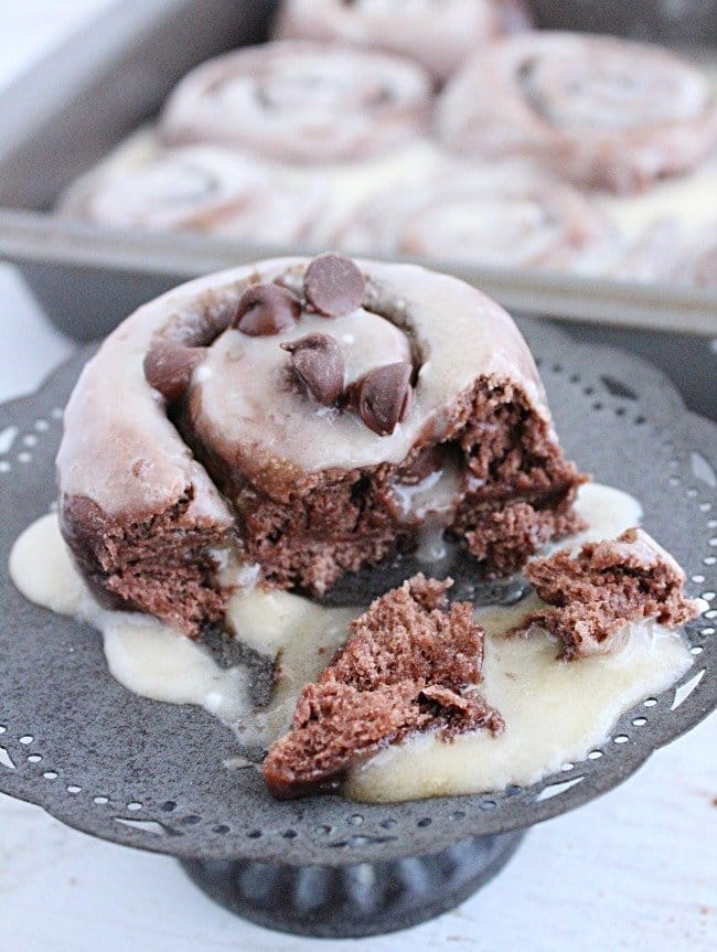 Chocolate Cake Mix Cinnamon Rolls #cakemix #cinnamonrolls #chocolate #tableforsevenblog