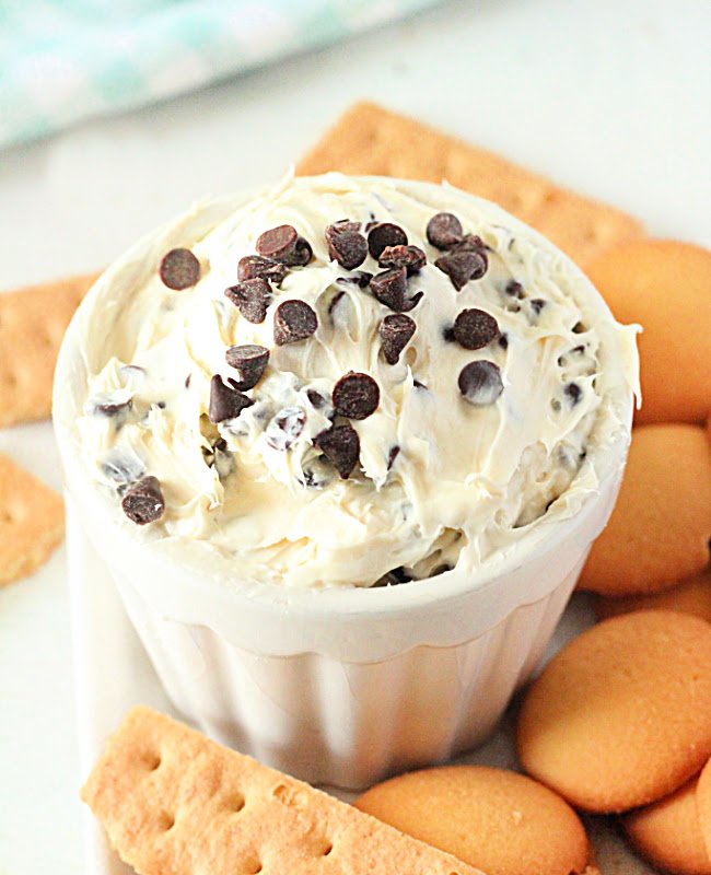 Chocolate Chip Cookie Dough Dip- Table for Seven #tableforsevenblog #chocolatechipcookiedough #dip #tableforsevenblog