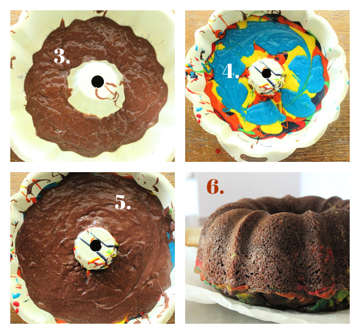 Chocolate Rainbow Bundt Cake- Table for Seven