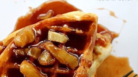 Cinnamon Waffles with Apple Cinnamon Syrup #tableforsevenblog #cinnamon #waffles #apple #syrup