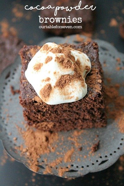 Cocoa Powder Brownies #brownies #cocoapowder #chocolate #tableforsevenblog #dessert 