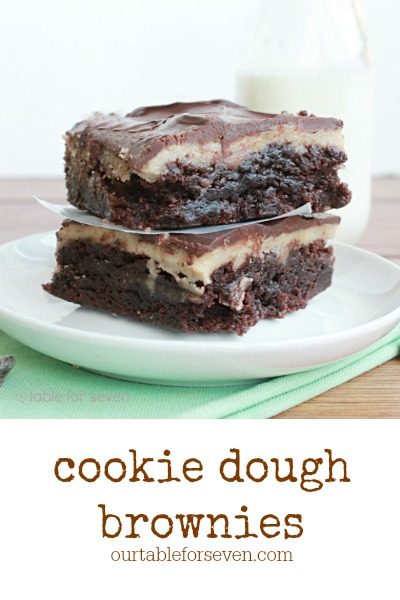 Cookie Dough Brownies #tableforsevenblog @tableforseven #cookiedough #brownies #chocolate 