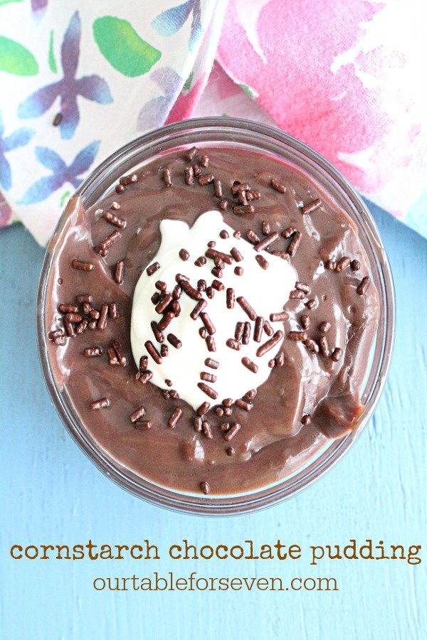 Cornstarch Chocolate Pudding- Table for Seven #chocolate #pudding #cornstarch #nobake #stovetop #dessert