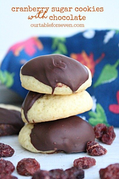 Cranberry Sugar Cookies with Chocolate #cranberry #sugarcookie #chocolate #cookie #dessert #tableforsevenblog