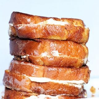 Cream Cheese French Toast- Table for Seven #frenchtoast #stuffed #creamcheese #breakfast #brunch