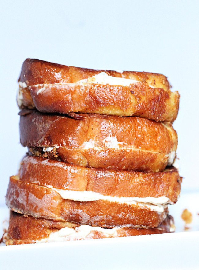 Cream Cheese French Toast- Table for Seven #frenchtoast #stuffed #creamcheese #breakfast #brunch