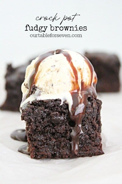 Crock Pot Fudgy Brownies #crockpot #slowcooker #brownies #chocolate #dessert #tableforsevenblog 