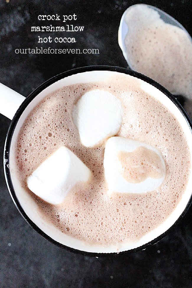 Crock Pot Marshmallow Hot Cocoa- Table for Seven #crockpot #slowcooker #marshmallows #hotcocoa #chocolate #tableforsevenblog