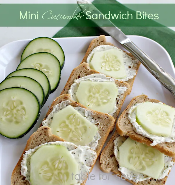 Mini Cucumber Sandwich Bites #cucumber #sandwichbites #appetizers #tableforsevenblog 