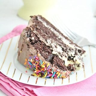 Custard Filled Chocolate Layer Cake- Table for Seven #cake #dessert #chocolate #layercake #custard #tableforsevenblog