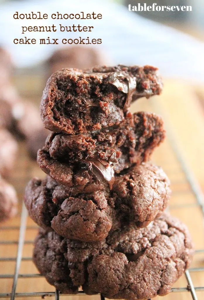 Double Chocolate Peanut Butter Cake Mix Cookies- Table for Seven