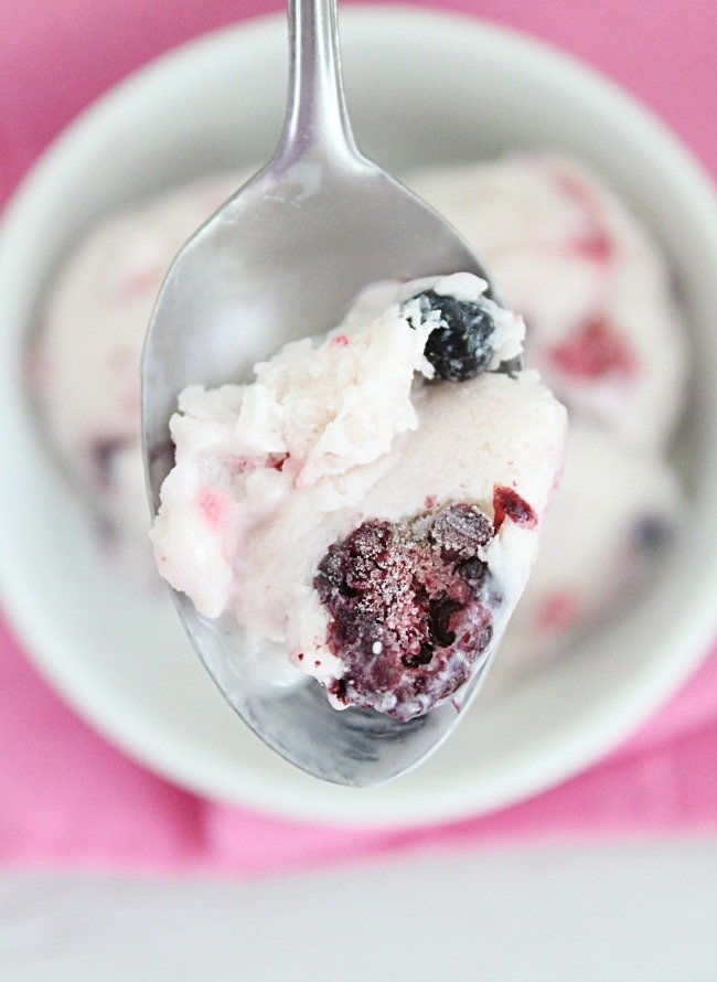 Frozen Berry Yogurt #yogurt #frozen #fruit #berries #nobakedessert #tableforsevenblog 
