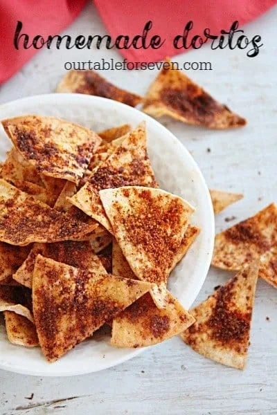 Homemade Doritos #doritos #homemade #snack #tortillashells #tableforsevenblog 