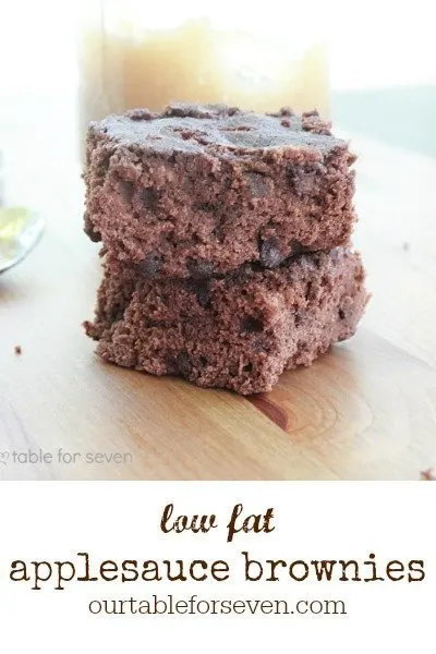 Low Fat Applesauce Brownies #brownies #applesauce #chocolate #lowfat #dessert #tableforsevenblog