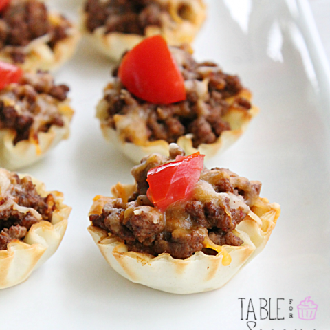 Mini Cheesy Taco Cups #tacocups #cheese #dinner #taco #tableforsevenblog