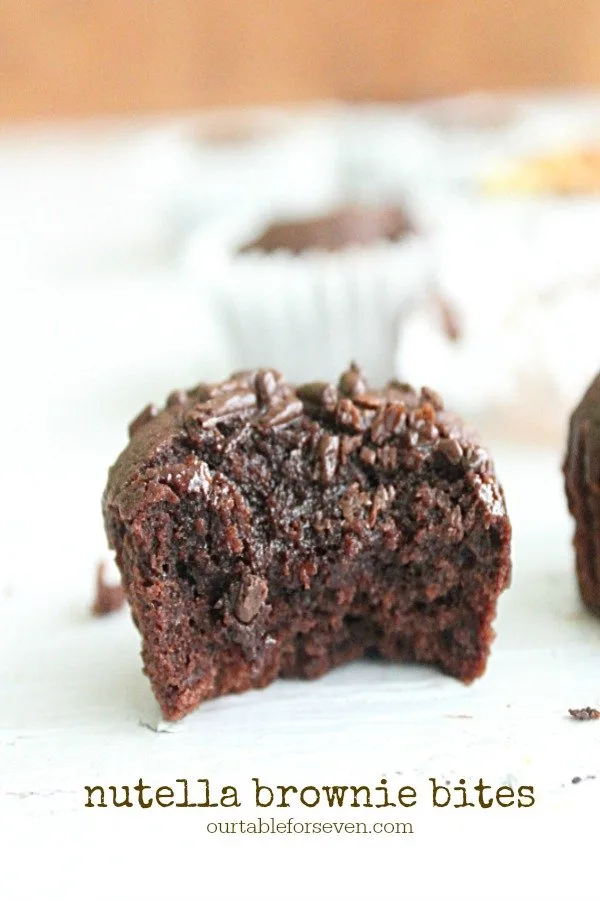 Nutella Brownie Bites- Table for Seven #nutella #browniebites #dessert