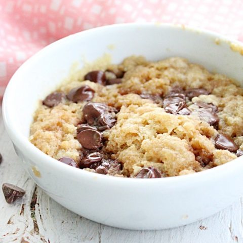 One Minute Chocolate Chip Cookie #chocolatechipcookie #easydessert #microwave #chocolatechip #cookie #tableforsevenblog