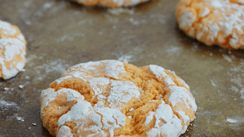 Orange Crinkle Cookies #orange #cookies #cakemix #dessert #tableforsevenblog