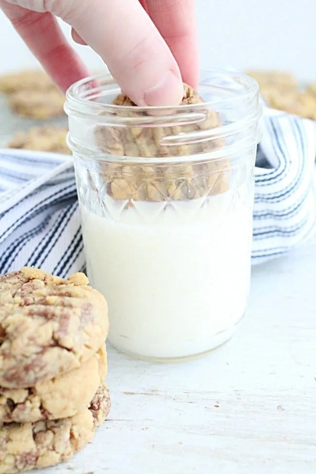 Peanut Butter Nutella Swirl Cookies #peanutbutter #cookies #nutella #dessert #tableforsevenblog 