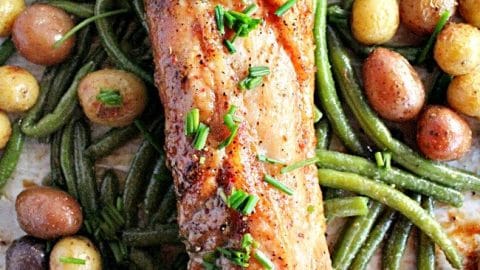 Pork Tenderloin Sheet Pan Dinner- Table for Seven #tableforsevenblog #porktenderloin #sheetpan #dinner #greenbeans #potatoes #easydinner