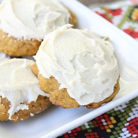 Pumpkin Cookies with Browned Butter Frosting @tableforseven #tableforsevenblog #pumpkin #cookies #brownedbutter #frosting