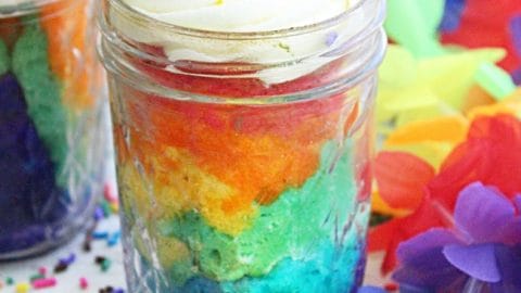 Rainbow Cake in a Jar | Table for Seven